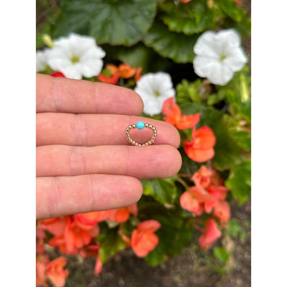 Gold Filled Stretch and Turquoise Bead Toe Ring, Gold Filled Stretch Toe Ring